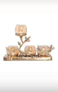 Luxury Decorative Metal Leaf Design Glass Votive Custom Made Design Craftsman - Product Image 2