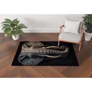 Alfombra Moderna con Estampado de Elefante Negro para Entrada, Cocina, Pasillo Interior, Alfombra de Terciopelo - Product Image 2