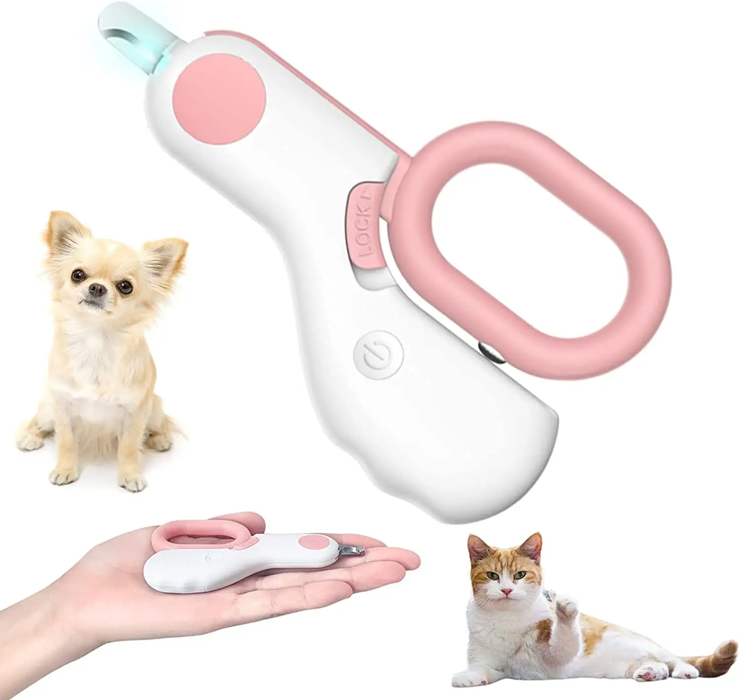 Bán buôn thiết kế mới dẫn ánh sáng điện Pet Nail Clipper máy xay cho Pet Cat Dog Nail Clipper điện với Trapper