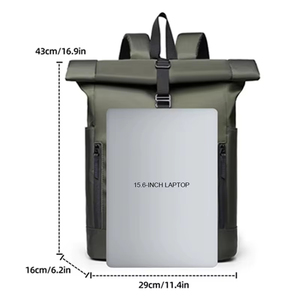 Mochila <span class=keywords><strong>para</strong></span> <span class=keywords><strong>portátil</strong></span> de 15,6 pulgadas con cremallera, expandible, 25 L, <span class=keywords><strong>para</strong></span> trabajo, viajes, negocios, estudiantes universitarios, color verde - Product Image 4