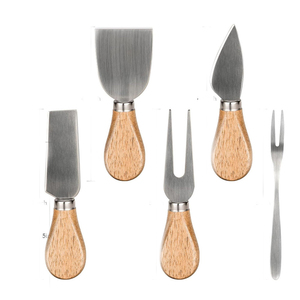 Juego de cuchillos de queso de acero inoxidable con mango de madera Premium para uso doméstico y restaurante Juego de cuchillos de queso de 5 piezas - Product Image 1