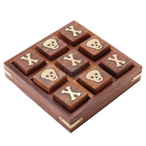 <b>Retro</b> Handcrafted Wooden Tic Tac Toe Classic Tabletop Game Family Fun Mind Challenge Interactive <b>Play</b> - Product Image 1