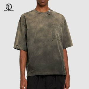 เสื้อยืดโอเวอร์ไซส์สำหรับผู้ชายเสื้อยืดโอเวอร์ไซส์ผ้าฝ้าย100% เฮฟวี่เวทเสื้อยืดซักลายกรดสะพายไหล่ตกแบบสั่งทำ - Product Image 6