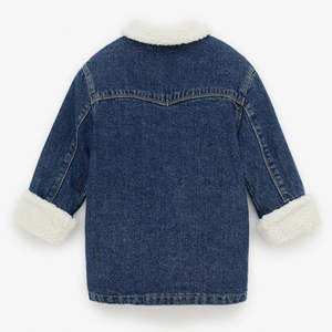 Veste en jean bleu personnalisée OEM pour femmes XL Slim Fit motif à carreaux col en fourrure boutons à l'avant dentelle respirante vêtements d'extérieur d'hiver - Product Image 4