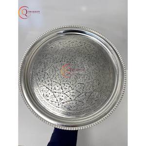 ถาดทองแดงแกะสลักทรงกลมทำด้วยมือถาดโลหะทองแดงสำหรับตกแต่งจานบนโต๊ะถาดเสิร์ฟสำหรับโรงแรมและร้านอาหาร - Product Image 3
