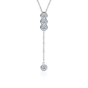 Luxury Bezel 2 Carat Brilliant Cut Lariat Y Shaped Collarbone <b>Chain</b> Pendant Tassel Bubble Sterling <b>Silver</b> Moissanite <b>Necklace</b> - Product Image 1