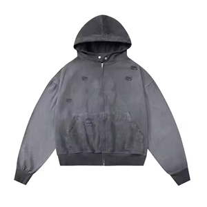 Sudadera con capucha desgastada de Estilo Vintage OEM, diseño de lavado a la piedra lavado con ácido, Sudadera con capucha de algodón orgánico GSM 100%, producto de tendencia 2025 - Product Image 2