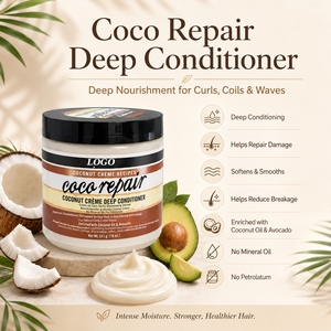 Crème capillaire nourrissante à la noix de coco en gros, masque capillaire pour cheveux secs, abîmés et bouclés, 511g - Product Image 3