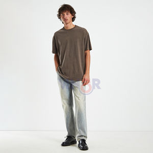 เสื้อยืดคอกลมสำหรับผู้ชายขนาดใหญ่พิเศษย้อมธรรมดาผ้าฝ้าย230gsm ลายเรียบโลโก้ตามสั่ง - Product Image 1