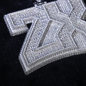 Colgante de Plata de Ley 925 con Diamante Cultivado en Laboratorio, Corte Redondo, Estilo Hip Hop, Personalizado, de Lujo y Alta Demanda - Product Image 2