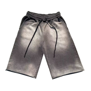 Washed <b>Shorts</b> French Terry <b>Patch</b> Breathable 100% Cotton Streetwear Vintage Sun Faded Acid Wash <b>Shorts</b> for <b>Men</b> 2026 - Product Image 4