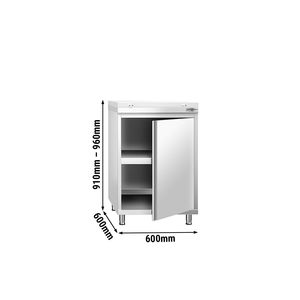 Armario de suelo de acero inoxidable PREMIUM - 600x600mm - con puertas abatibles - incl. Tabla de cortar blanca - Product Image 2
