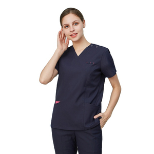 Ensemble de gommages médicaux pour femmes Performance infirmière marine uniforme de travail médecin useTop et pantalon gris couleur unie costumes Robes vente entière - Product Image 1