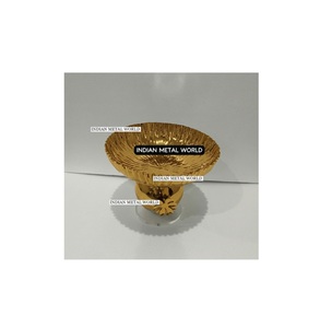 Bol de service décoratif texturé en métal plaqué or Indian Metal World, bol à chocolat en métal, décoration d'intérieur, centre de table, cadeau, prix bas - Product Image 1