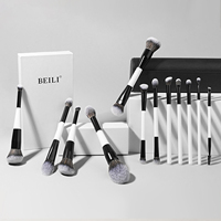 Pinceau de maquillage double embout BEILI à faible MOQ, logo personnalisé, poils synthétiques doux et véganes pour kit de pinceaux de contour, poudre et blush