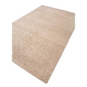 Alfombra de Lana Anudada a Mano Color Marfil con Diseño Geométrico Clásico para Entrada o Pasillo - Lca-874 9x12 Modelo Rectangular Tipo Rompecabezas - Product Image 2