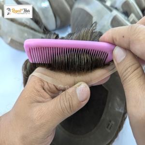 100% Premium indien cheveux humains toupet pour hommes SFL peau main attachée trame disponible en vagues naturelles Styles droits Stock en gros - Product Image 2