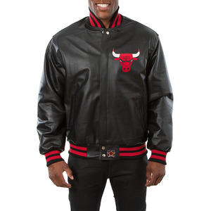 Men's Classic <b>Retro</b> College Varsity Bomber <b>Jacket</b> Multicolor Winter Lightweight Wool Genuine <b>Leather</b> Stand Collar Vintage Style - Product Image 3