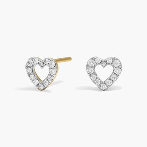 ต่างหูเพชรทรงหัวใจสองสี 0.14 กะรัต เพชรเลี้ยงในห้องปฏิบัติการ ทองคำแท้ 14K สำหรับใส่ทุกวัน ของขวัญสำหรับผู้หญิง สินค้าขายส่ง - Product Image 1