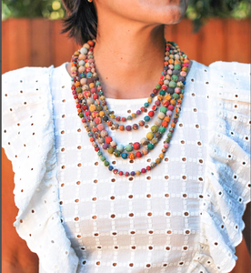 <b>Necklace</b> | <b>Statement</b> <b>Necklace</b> | Kantha Intertwining Beads | Recycled Sari Textiles | Recycled Wood | Kantha Beads | Gifts - Product Image 1