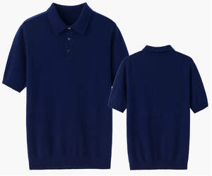 Polo de Hombre, Transpirable, Antiarrugas, Tejido de Punto 16GG, Talla Grande, Nuevo, Cachemira Pura, 260, con Logotipo Teñido, Diseño Formal - Product Image 2