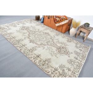 พรมวินเทจขนาด 5.4x9.2 ฟุต พรมตุรกี พรมลายทางสีขาว ทำจากขนสัตว์ - Product Image 3