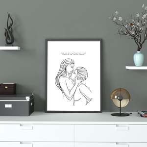 ภาพพิมพ์ศิลปะ "ตอนนี้และตลอดไป" โดยมาดเดอลีน แบล็ค วูด เฟรม ไลน์ อาร์ต - Product Image 1