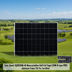 แผงโซลาร์เซลล์ Solar Quest SQZB250M-48 โมโนคริสตัลไลน์แบบฮาล์ฟเซลล์ 250 วัตต์ ชนิด N-Type PERC โครงอะลูมิเนียม ได้รับการรับรองมาตรฐาน TUV - Product Image 3
