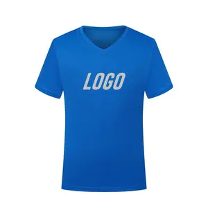 プレーンスリムフィット昇華TシャツブランクスポーツTシャツ100ポリエステルとコットンTシャツカスタム印刷VネックTシャツ