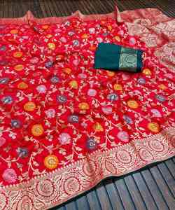 Saree en rayonne de mariage indien avec séquence de dentelle florale complexe et chemisier pour vêtements de fête pour adultes - Product Image 3