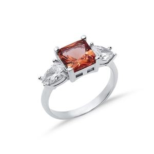 8x8mm cuadrado sultanita pera racimo anillo CZ rodio plateado 925 joyería de plata esterlina para comprador mayorista - Product Image 3