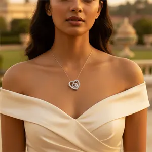 Colgante de Corazón de Diamante de Plata 925 para Mujer, Elegante Joya de Regalo, Dijes de Diamante - Product Image 1