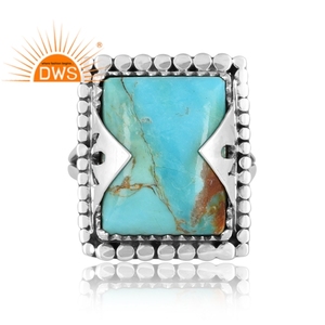 Vente chaude en argent sterling oxydé naturel Kingman Turquoise Gemstone Déclaration Bague Fabricant de bijoux personnalisés - Product Image 2