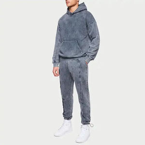 Ensemble de pantalons de survêtement à capuche avec broderie unisexe 100% coton anti-bactérien sweats à capuche zippés - Product Image 2