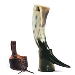 Mug à boire en corne avec support, ensemble de mugs en corne avec support en bois, mug à bière en corne viking artisanal authentique, forme et taille personnalisées - Product Image 6
