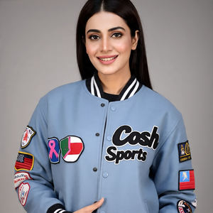 แจ็คเก็ตเบสบอลวาร์ซิตี้สำหรับผู้ชาย ฤดูหนาว คุณภาพพรีเมียม ทรงครอป ทรงเข้ารูป ระบายอากาศได้ดี ปักโลโก้ตามสั่ง ขายส่ง - Product Image 6