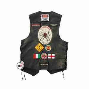 Chaleco de cuero de motorista de cuero genuino de alta calidad hecho con Chaleco de cuero genuino de primera calidad Chaleco de motocicleta para hombres - Product Image 5