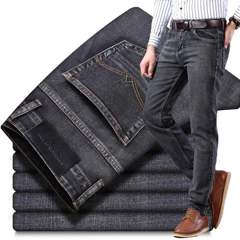 Wholesale customization denim men's jeans Denim men's slim slim cotton pants fashion blue denim men's jeans plus size pants