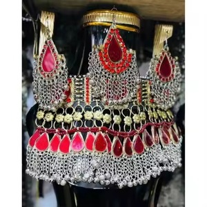 Conjunto de Joyería Afgana Kuchi Vintage para Mujer, Collar y Aretes Ligeros y Transpirables con Piedra de Circonio, Diseño Personalizado para Bodas - Product Image 5