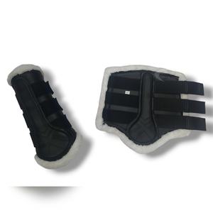 Bottes équestres durables de Microbrushing de conception croisée d'équipement de course de cuir de Microfiber pour la protection de cheval - Product Image 4