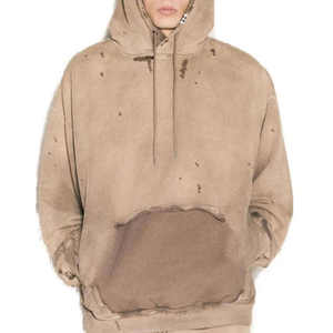 Sudadera con Capucha Personalizada para Hombre, 100% Algodón, Estilo Terry, Desgastada por el Sol, Estilo Urbano, Diseño Sólido, Sudadera de Invierno - Product Image 3