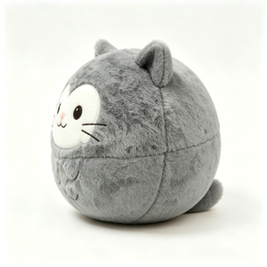 Custom Grey <b>cat</b> <b>plush</b>, Cute kitty stuffed animal, Round squishy <b>plush</b> toy, <b>Cat</b> <b>plush</b> pillow - Product Image 2