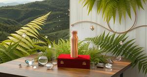 Bouteille d'eau sans joint en cuivre pur navire en cuivre étanche fait à la main pour cadeau de voyage emballé boîte en velours de couleur rouge - Product Image 4