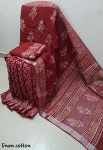 Custom Made Linen Cotton Sarees <b>Tie</b> and Dyed in <b>Yellow</b> and Blue Colors Ideal for Resale by Saree Stores and Resellers - Product Image 6