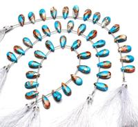 Taille personnalisable Naturel Huître Cuivre Turquoise Lisse Poire Plate Briolette Perles Polies pour la Fabrication de Bijoux