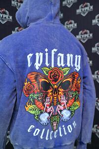 Sweat à capuche personnalisé 100% coton French Terry Broderie vieillie avec impression brodée lavage à l'acide strass - Product Image 3