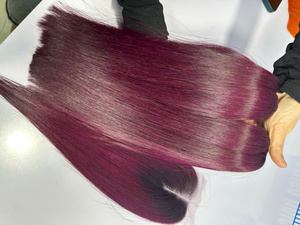Extensions de cheveux humains Azura Hair Skin Weft, closure Remy vietnamienne teinte rose, style super double drawn, tissage machine, permanente - Product Image 4