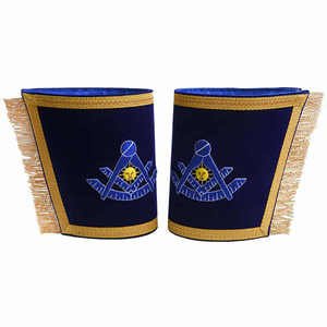 Guanteletes bordados a mano personalizados Grand Masters Puños masónicos Guanteletes bordados Regalia con flecos - Product Image 4