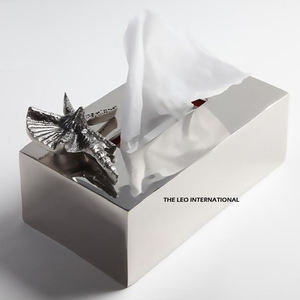 Advantageous Design Tissue <b>Box</b> Stainless Steel Silver Color Tissue <b>Storage</b> <b>Box</b> For Table Top Accessories - Product Image 1