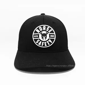 Rubber Circle Logo Custom Design Trucker Hat Black Hat 6 Panel Cotton Fabric Casual Style Outdoor One Size Fit Most Vietnam Hat